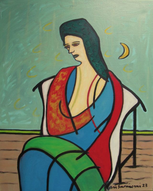 A seated woman 80 X 75 oil on canvas.JPG